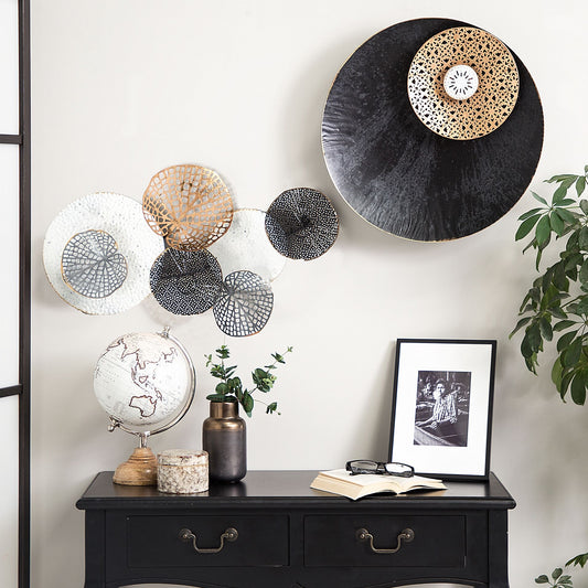 Aura Home Three-Circle Multicolor Metal Wall Decor Oriental Style