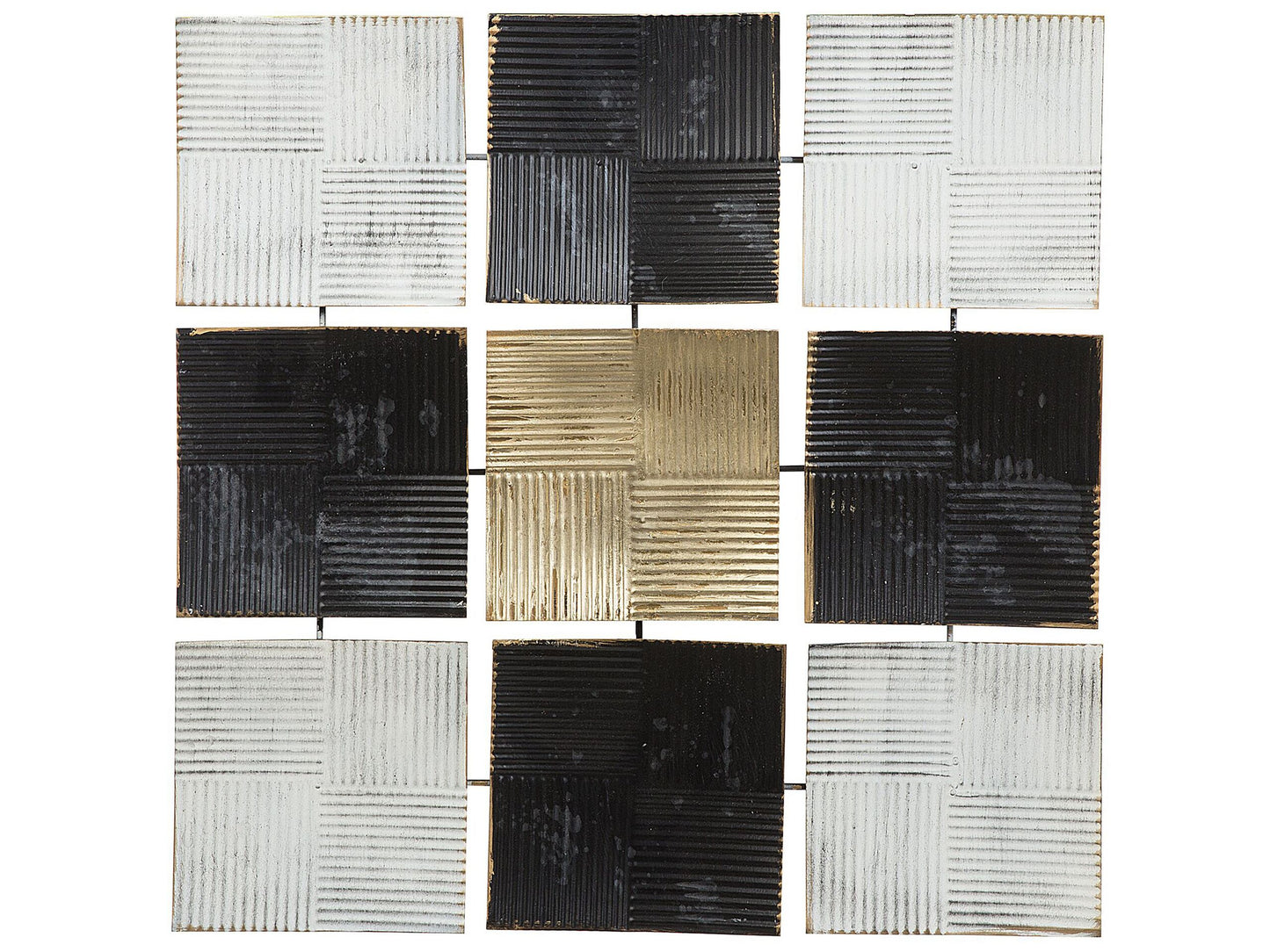 Geometric Wall Art Multicolor Metal Squares Gold Center