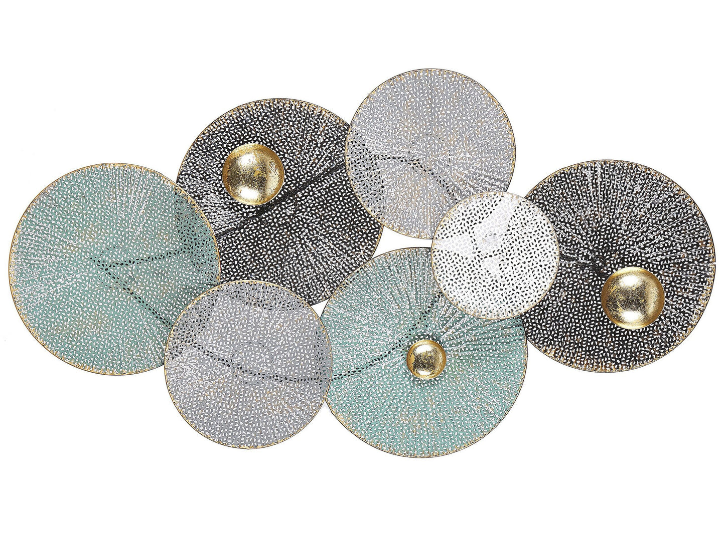 Oriental Coastal Wall Decor Circles Multicolour Metal 49 x 91cm