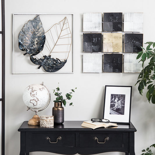 Multicolour Metal Leaf Wall Art Modern Style