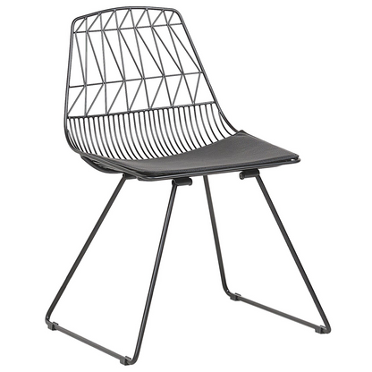 Two Dining Chairs Black Metal Frame Faux Leather