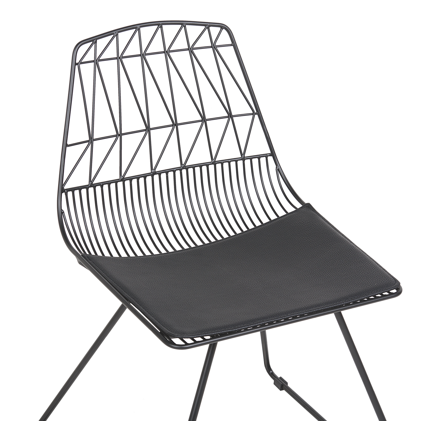 Two Dining Chairs Black Metal Frame Faux Leather