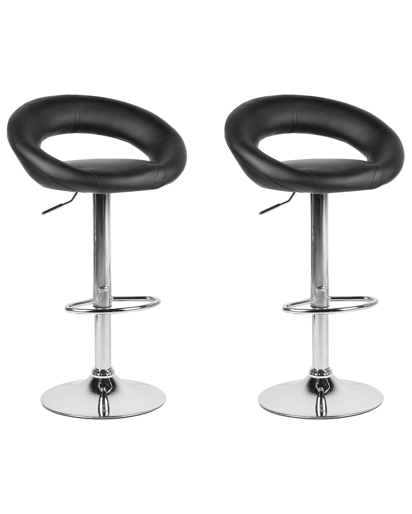Prime Two Pack Black Faux Leather Bar Stools Swivel Height Adjustable