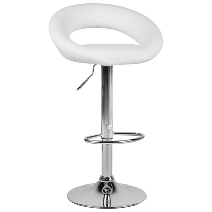 Bar Stools Set Of 2 White Faux Leather Swivel Gas Lift