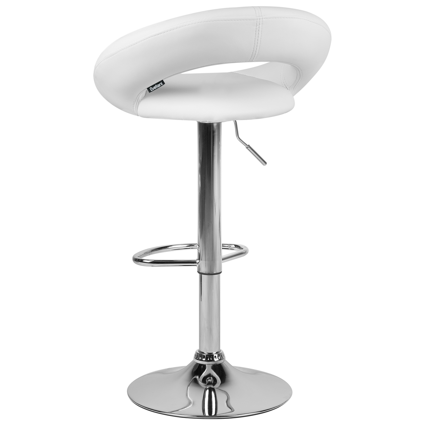 Bar Stools Set Of 2 White Faux Leather Swivel Gas Lift