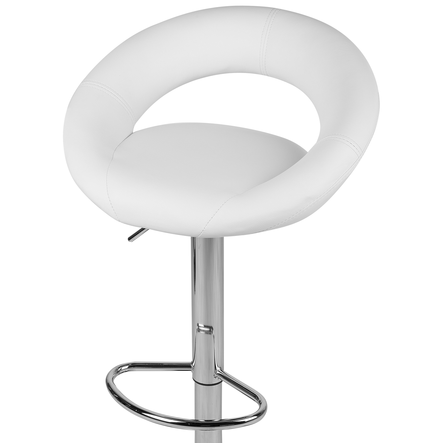Bar Stools Set Of 2 White Faux Leather Swivel Gas Lift