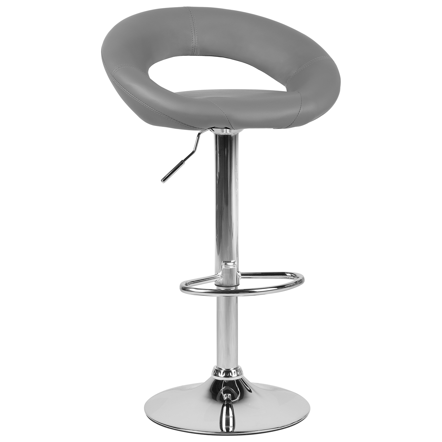 Grey Faux Leather Bar Stools Swivel Height Adjustable Two