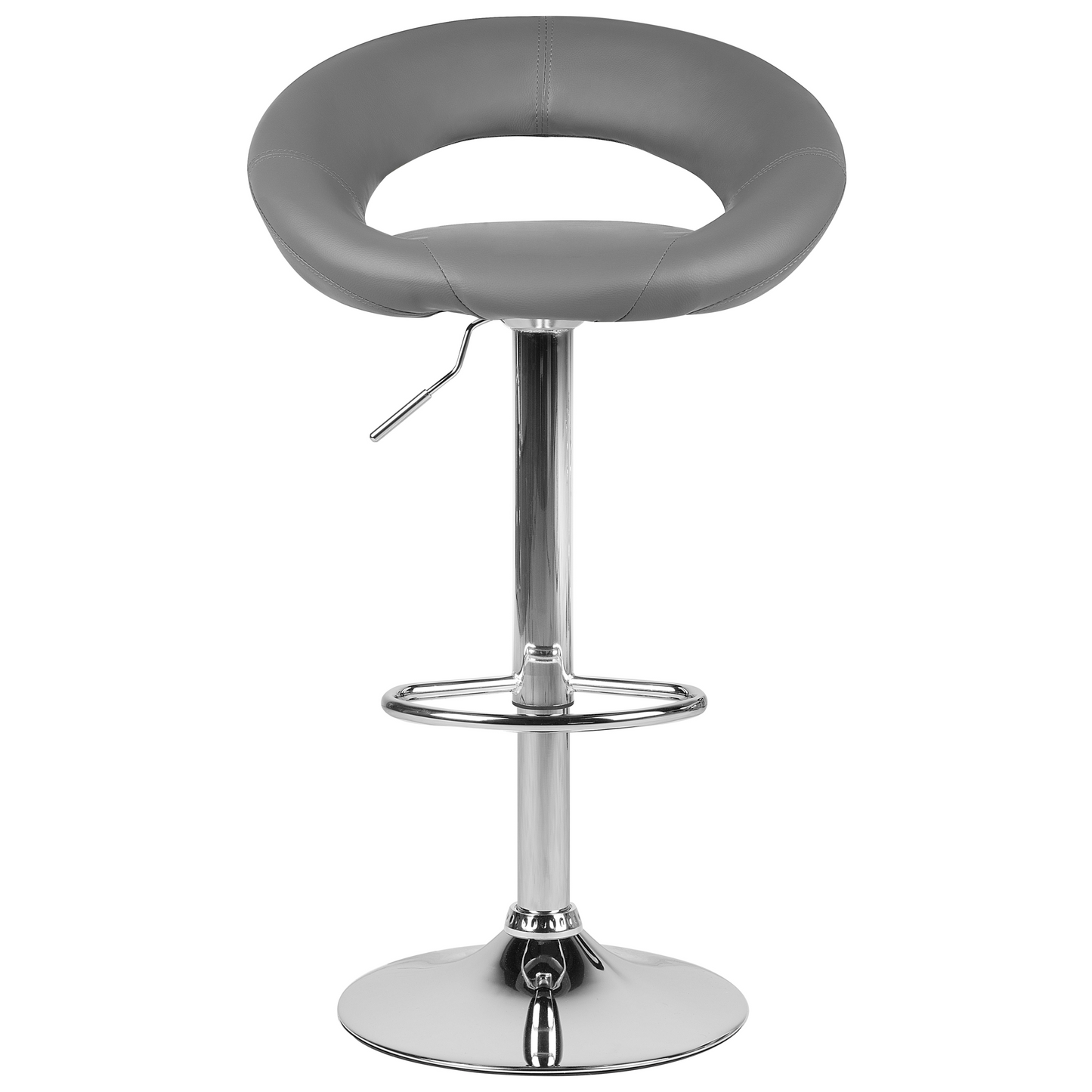 Grey Faux Leather Bar Stools Swivel Height Adjustable Two
