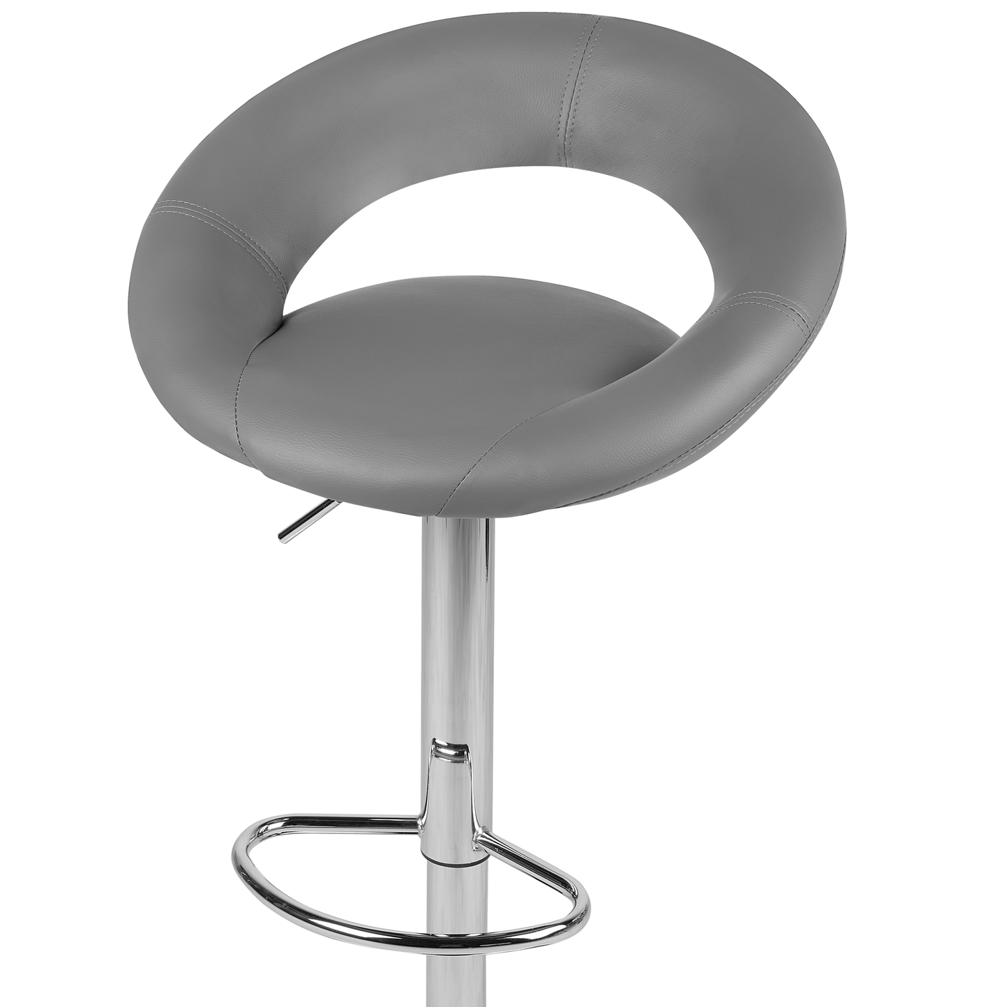 Grey Faux Leather Bar Stools Swivel Height Adjustable Two
