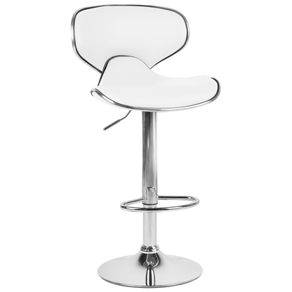 Bar Chairs Set of 2 White Faux Leather Swivel Gas-Lift