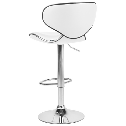 Bar Chairs Set of 2 White Faux Leather Swivel Gas-Lift