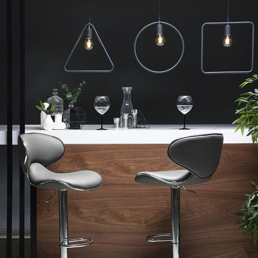 Bar Chairs 2 Grey Faux Leather Swivel Height Adjustable