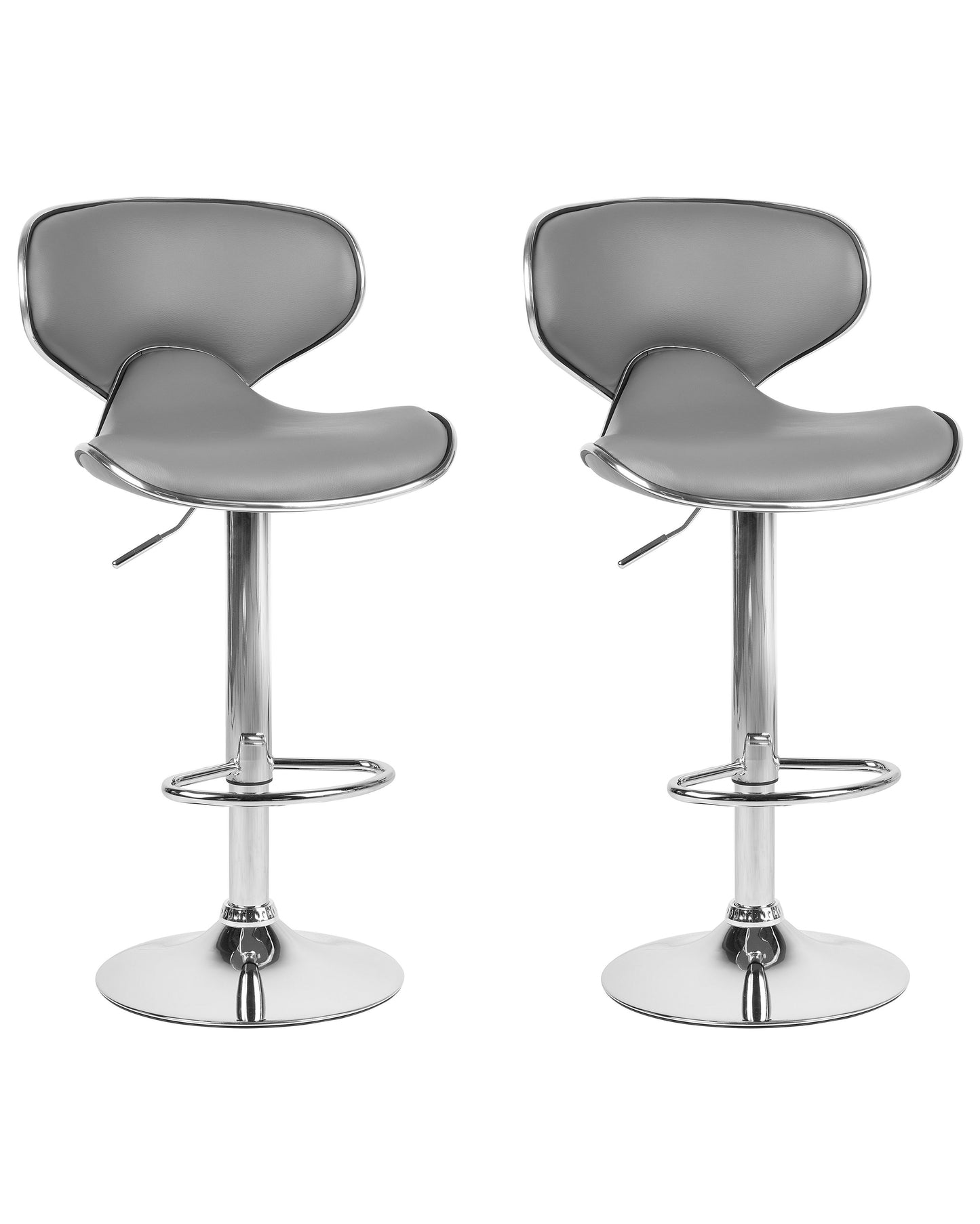 Bar Chairs 2 Grey Faux Leather Swivel Height Adjustable
