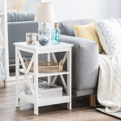 Side Table White 40 x 40 2 Tier Minimalist Scandinavian