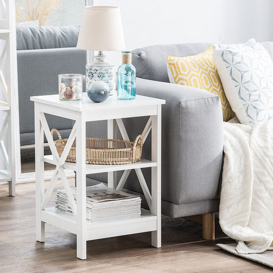 Side Table White 40 x 40 2 Tier Minimalist Scandinavian
