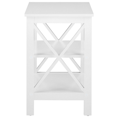 Side Table White 40 x 40 2 Tier Minimalist Scandinavian