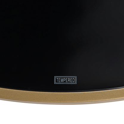 Glamora Coffee Table Black Glass Top Gold Metal Frame Round 88cm