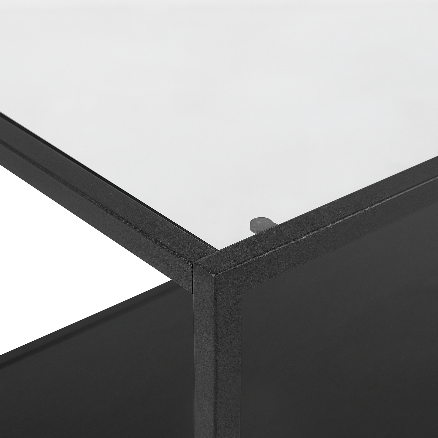 Modernist Coffee Table Glass Top Black Metal Frame 100 x 54