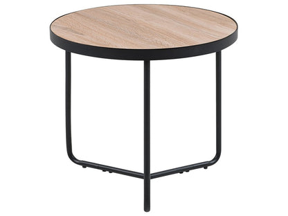 Round Coffee Table Walnut Finish Matte Black Legs 50 x 50 x 42