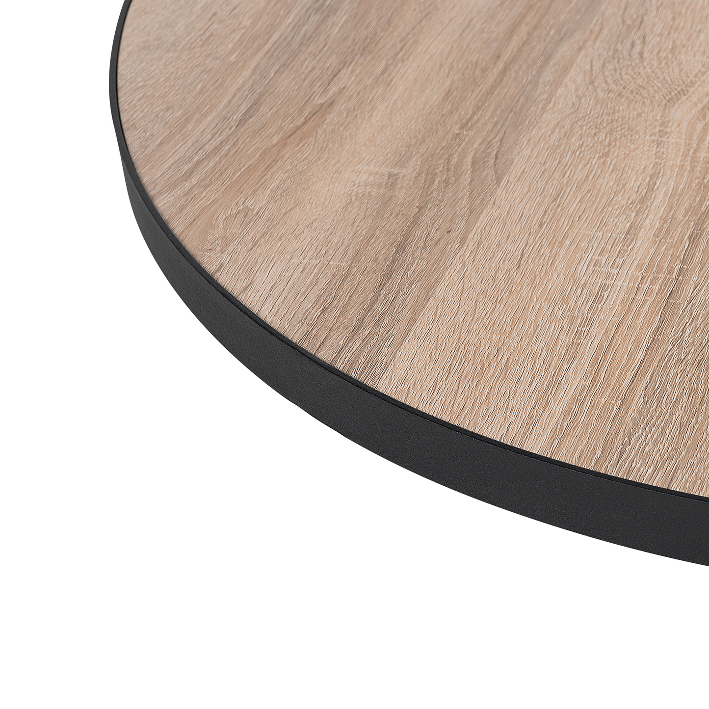 Round Coffee Table Walnut Finish Matte Black Legs 50 x 50 x 42