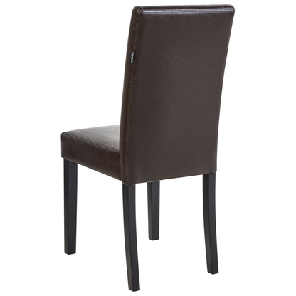 Living 2 Dining Chairs Brown Faux Leather With Wooden Legs