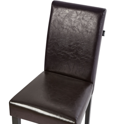 Living 2 Dining Chairs Brown Faux Leather With Wooden Legs