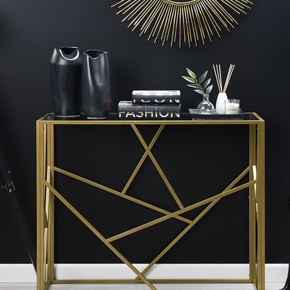 Console Table Metal Gold With Glass Top 100 X 40cm Modern Industrial Design Edition