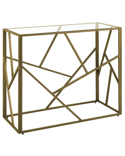 Console Table Metal Gold With Glass Top 100 X 40cm Modern Industrial Design Edition