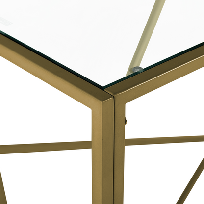 Console Table Metal Gold With Glass Top 100 X 40cm Modern Industrial Design Edition