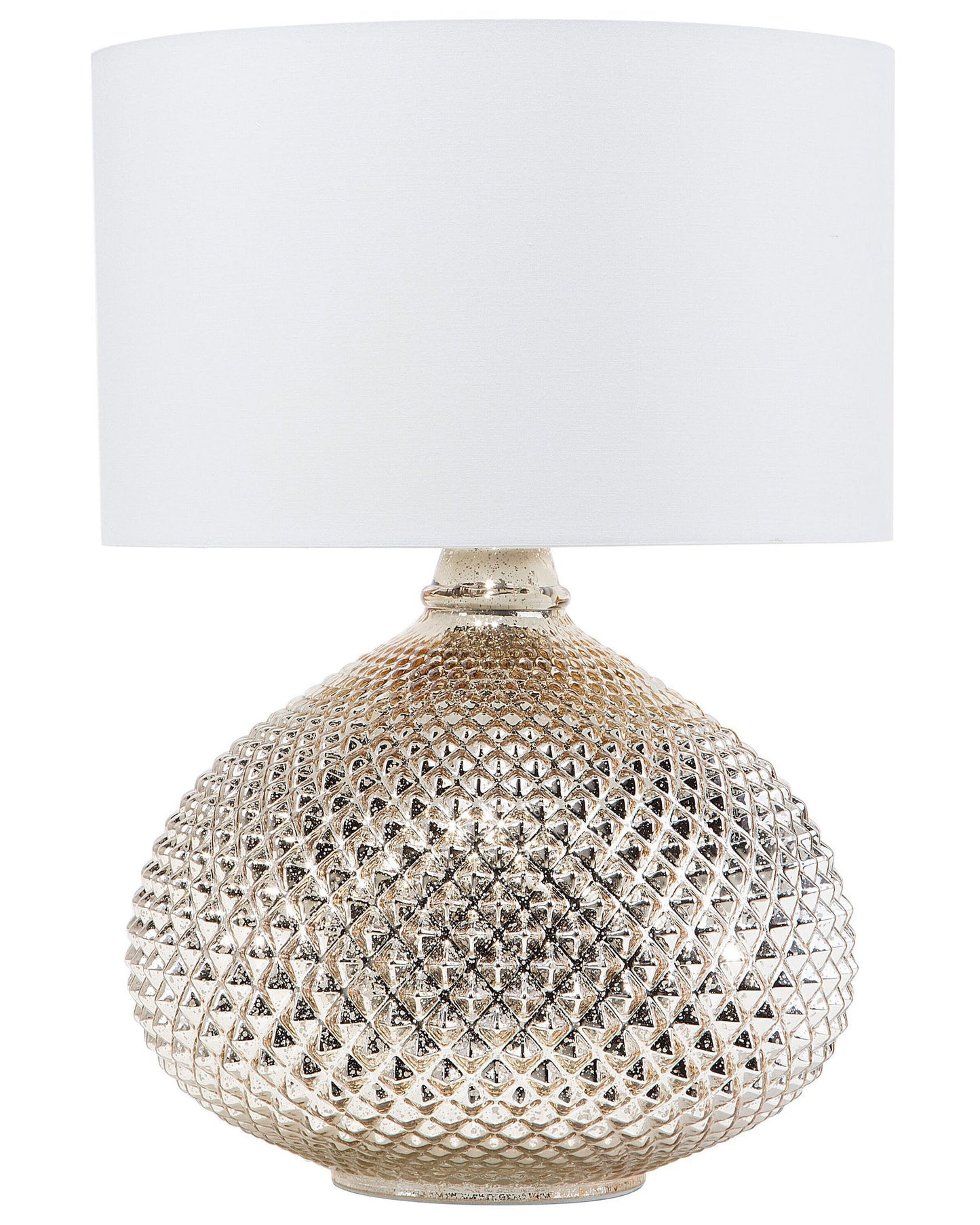 Table Lamp Gold Metal 55cm Studded White Polycotton Shade