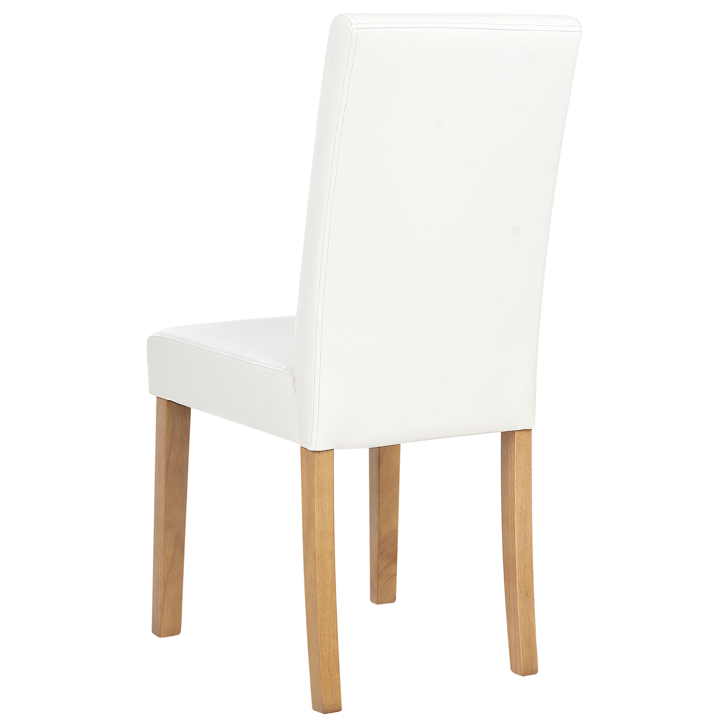 Set Of 2 White Faux Leather Dining Chairs With Wood Legs