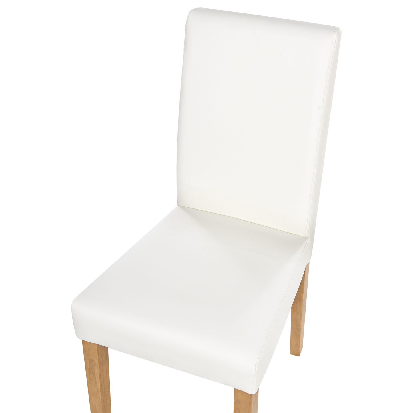 Set Of 2 White Faux Leather Dining Chairs With Wood Legs
