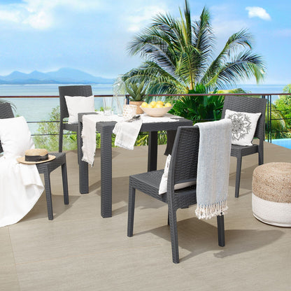 Garden Dining Table Grey 80 X 80cm Square Minimalist 4 Seater