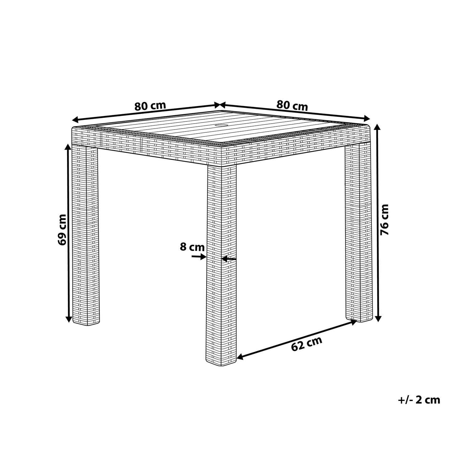 Garden Dining Table Grey 80 X 80cm Square Minimalist 4 Seater