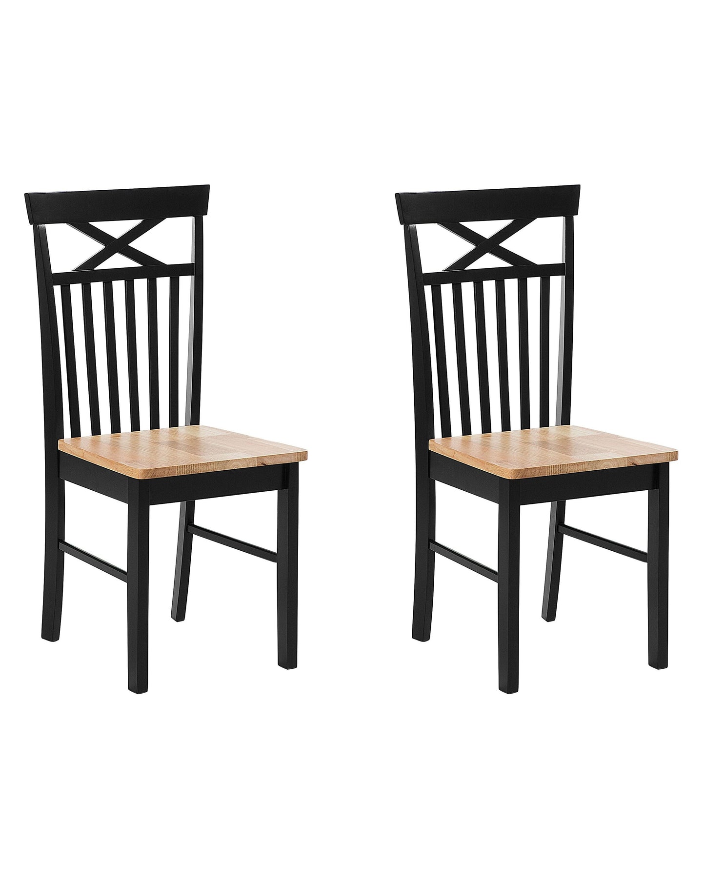 Set Of 2 Dining Chairs Black And Light Wood Traditional Style Elegant Comfort