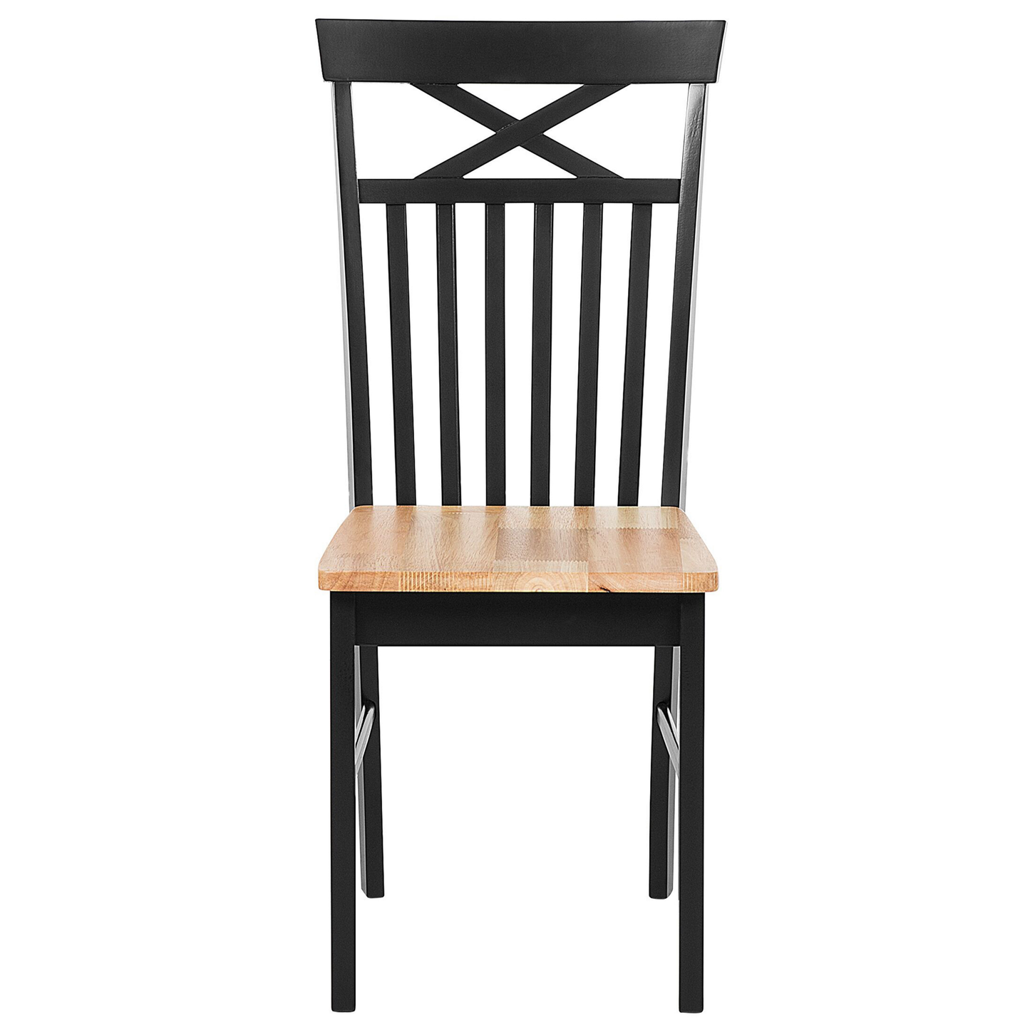 Set Of 2 Dining Chairs Black And Light Wood Traditional Style Elegant Comfort