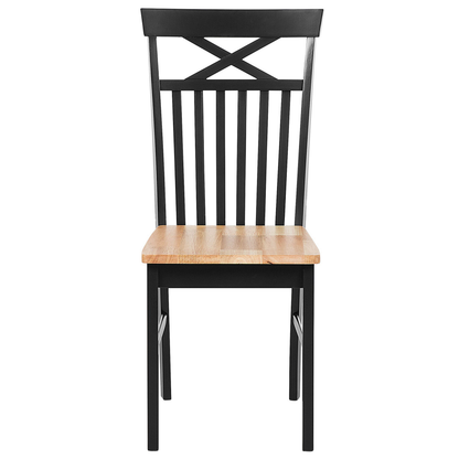 Set Of 2 Dining Chairs Black And Light Wood Traditional Style Elegant Comfort
