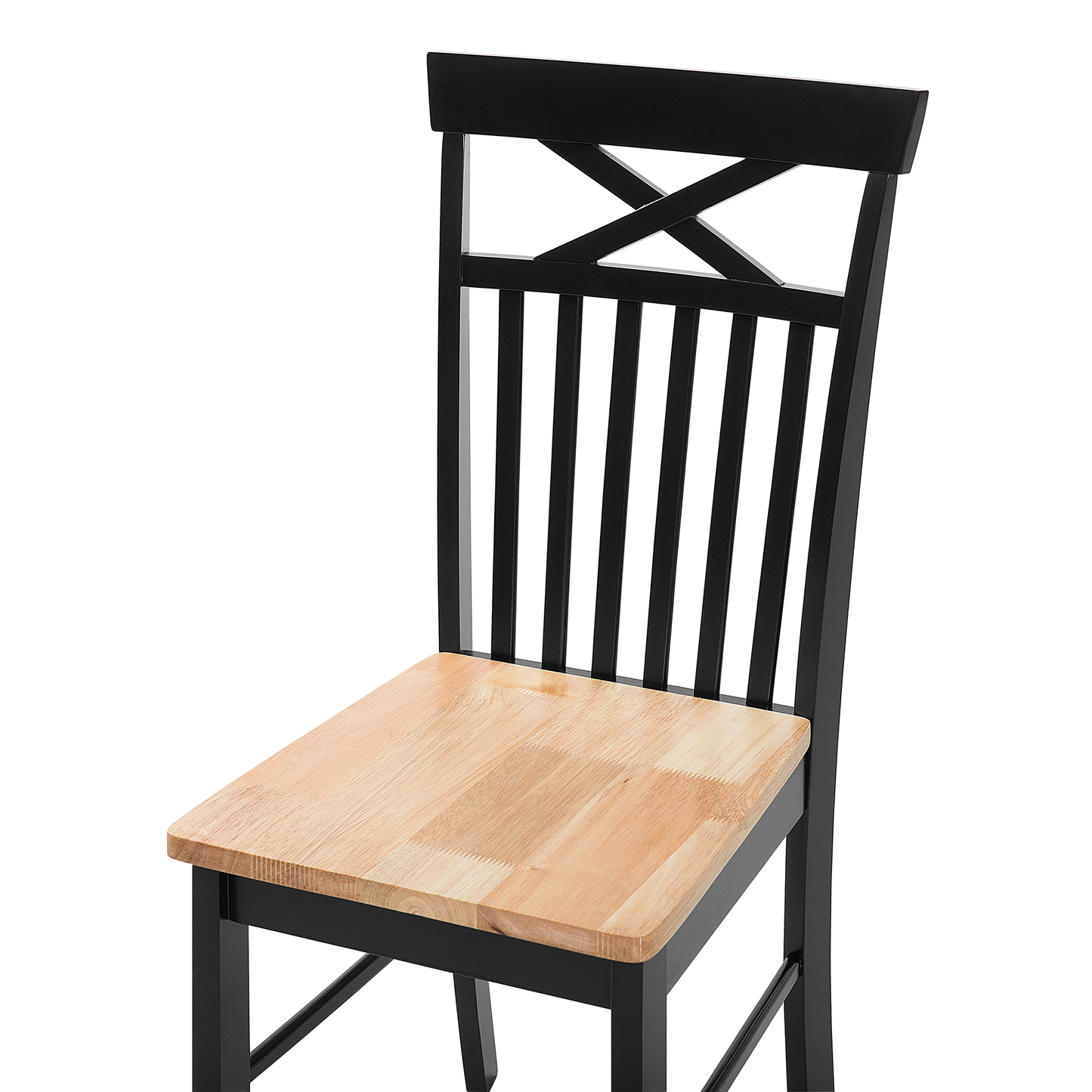 Set Of 2 Dining Chairs Black And Light Wood Traditional Style Elegant Comfort
