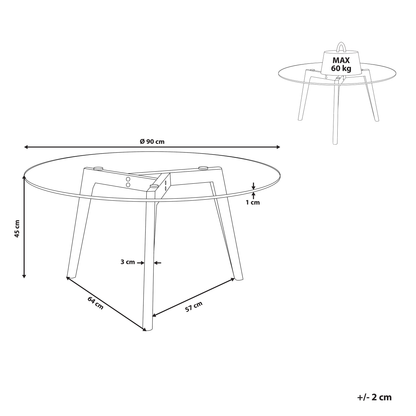 Round Glass Coffee Table Three Light Brown Oak Legs 90cm
