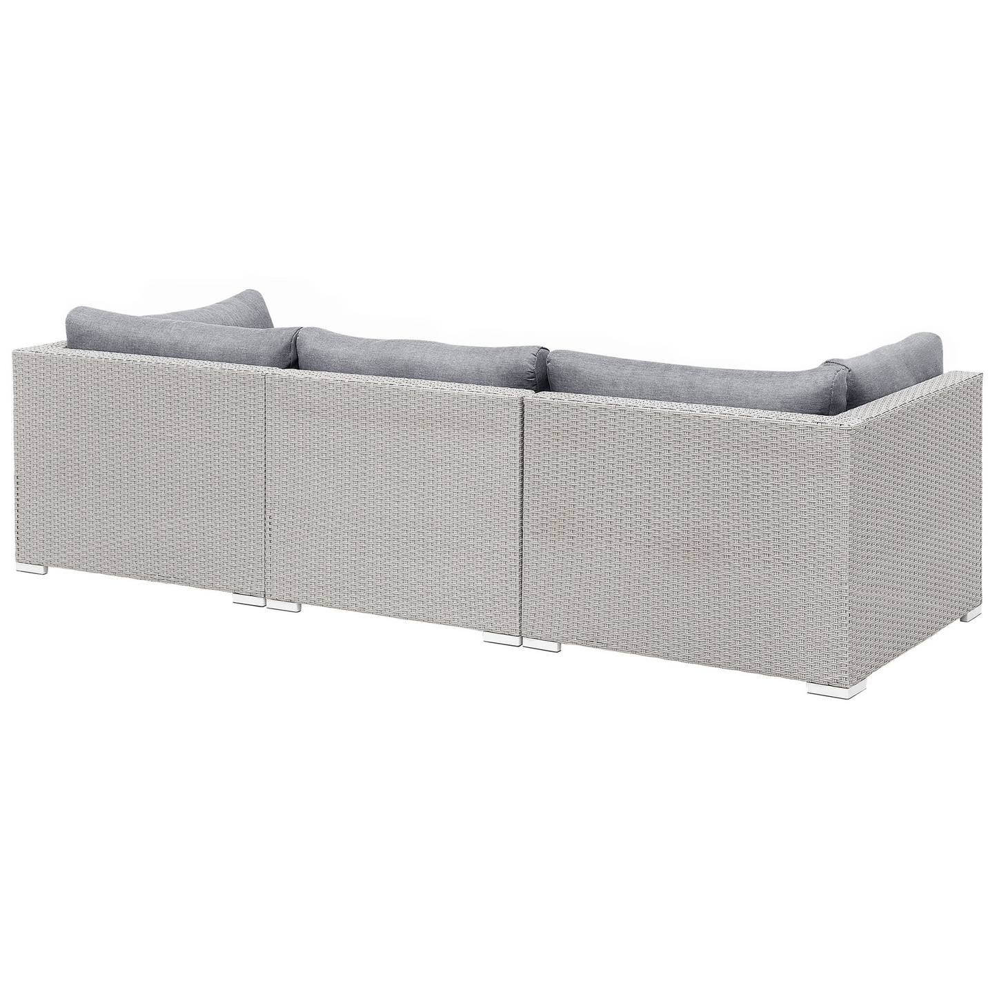2 Piece Garden Sofa Set Beige With Grey Cushions 5 Seater Corner Sofa And Coffee Table