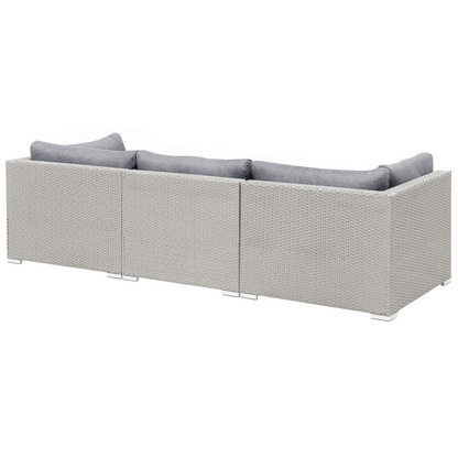 2 Piece Garden Sofa Set Beige With Grey Cushions 5 Seater Corner Sofa And Coffee Table
