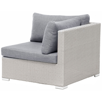 2 Piece Garden Sofa Set Beige With Grey Cushions 5 Seater Corner Sofa And Coffee Table