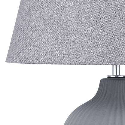 Grey Ceramic Table Lamp 52cm With Empire Shade Retro