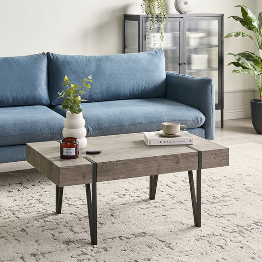Coffee Table Dark Brown Metal Legs 100 x 60 Modern