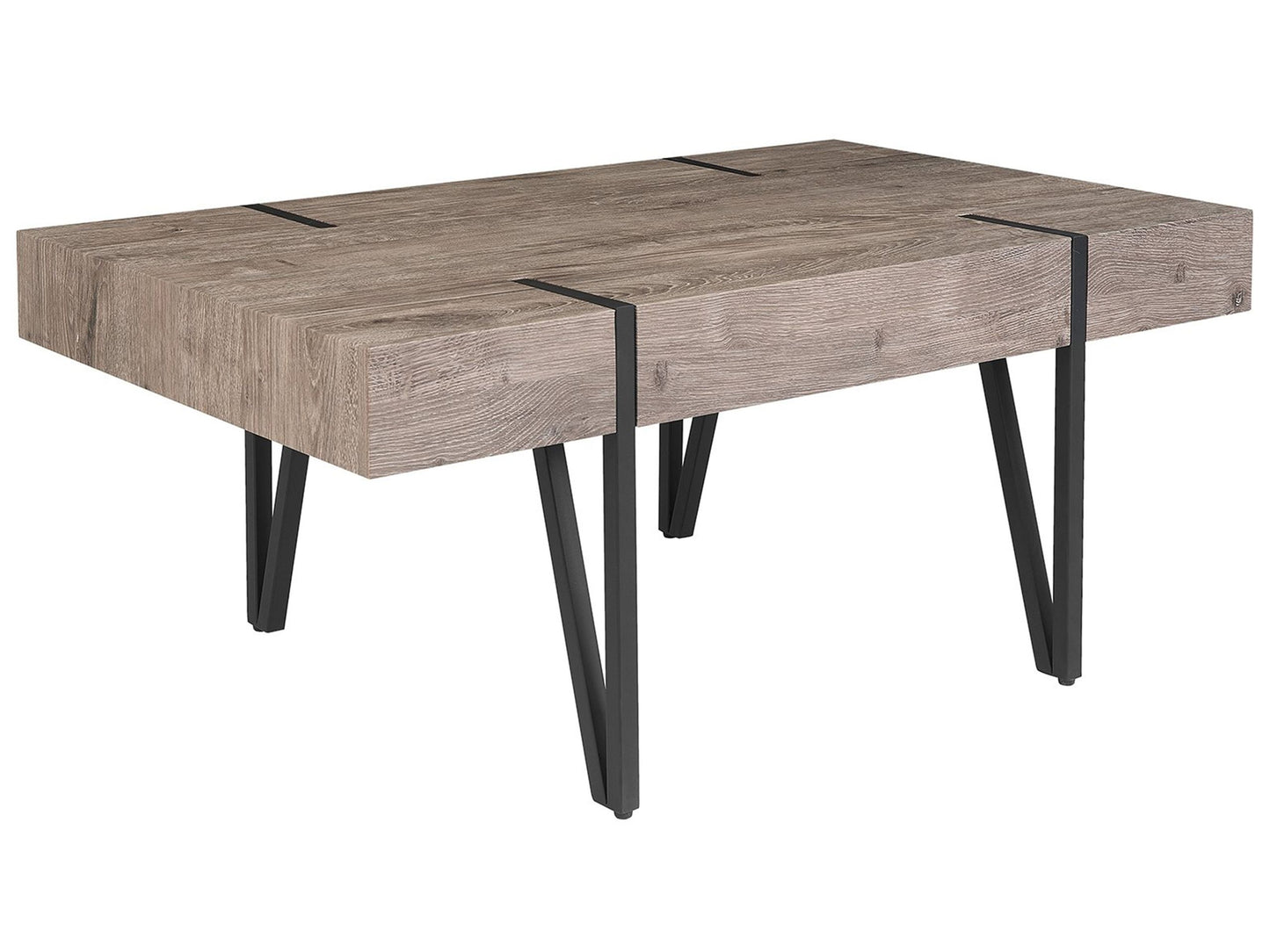 Coffee Table Dark Brown Metal Legs 100 x 60 Modern