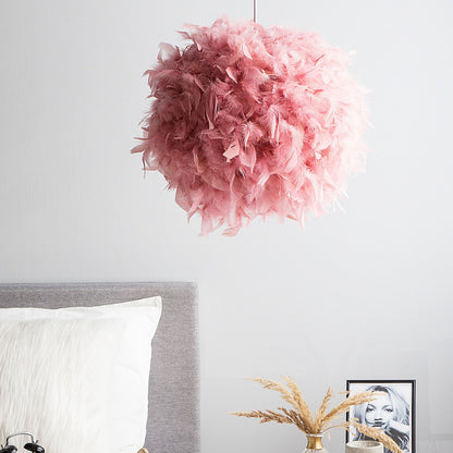 Pink Faux Fur Ball Pendant Lamp