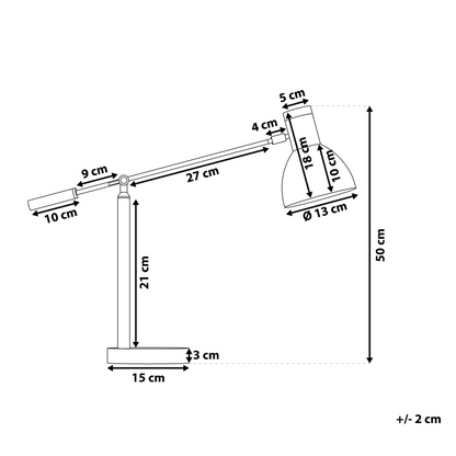 Table Lamp White Metal 50H Cm Crane Arm Adjustable Shade
