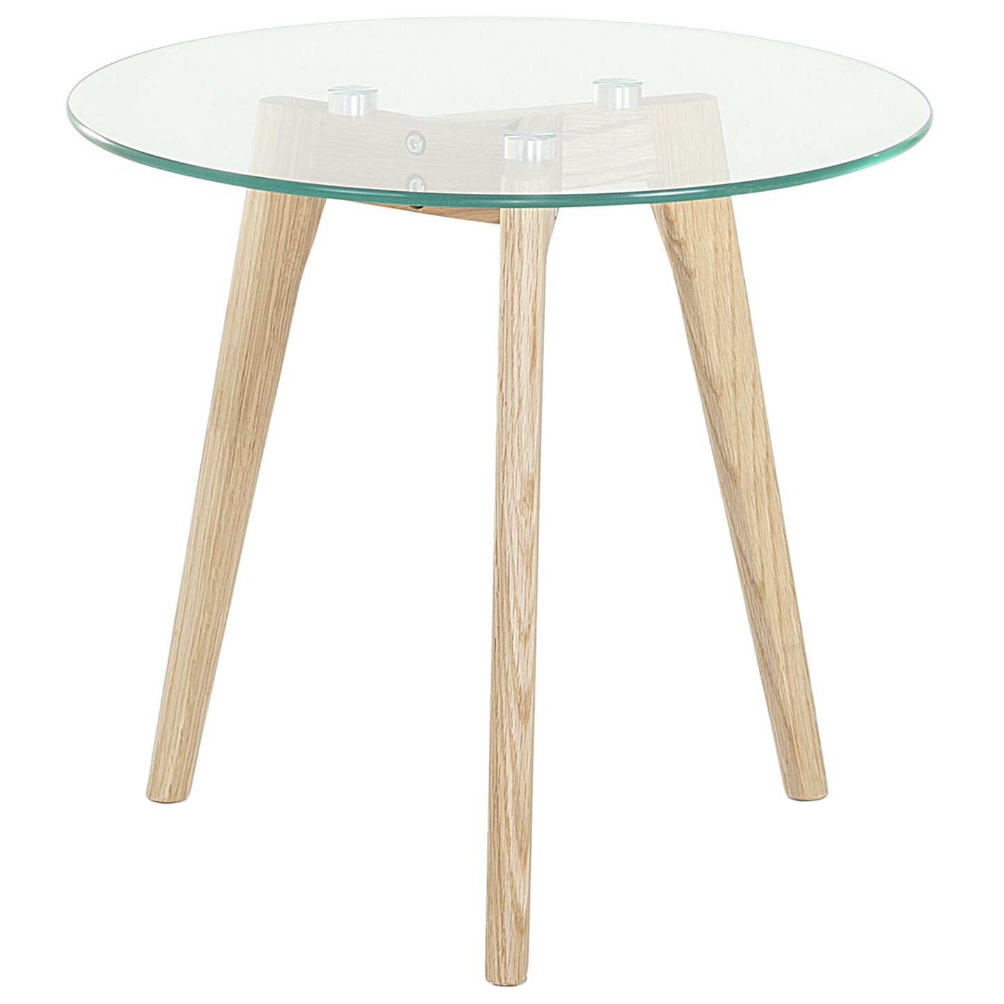 Nest Of 2 Round Glass Top Tables With Light Wood Legs