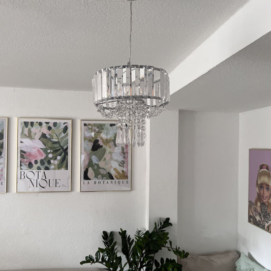 Pendant Lamp Transparent Glass 83cm Chandelier Gloss Finish