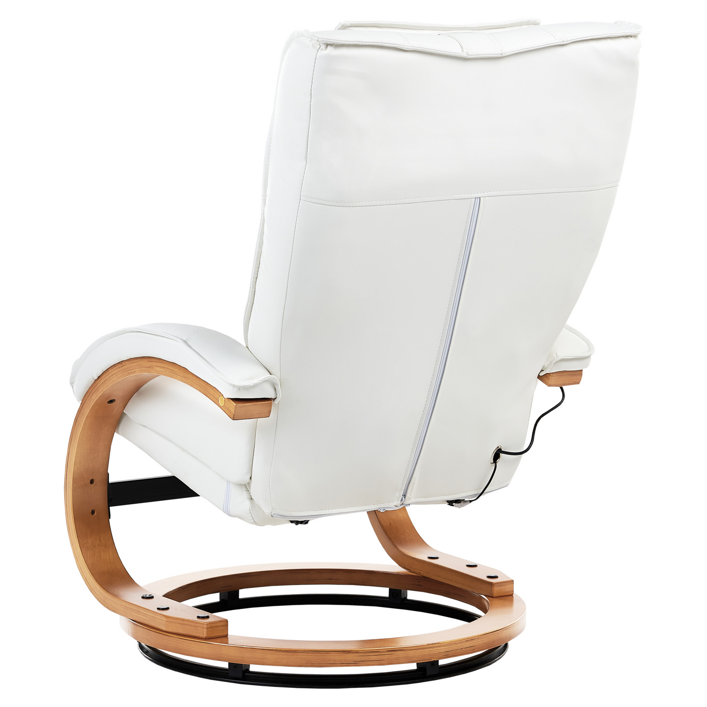Retro Recliner Armchair White Faux Leather Heated Massage